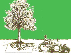 drawing of tree next to tractor