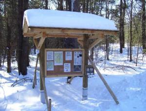 New kiosk with map boxes at the Heins Farm Conservation Land parking area