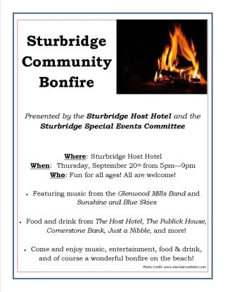 Sturbridge Community Bonfire | Flyer 